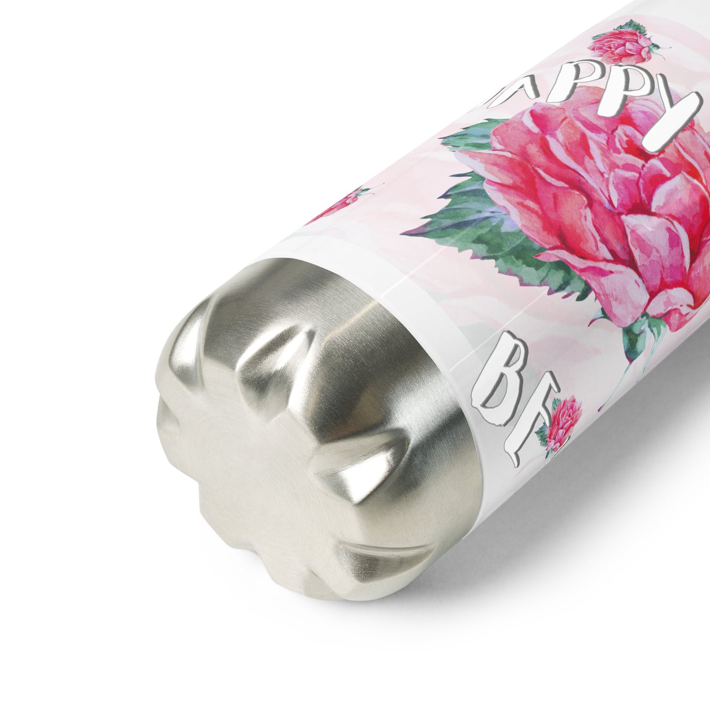 BE HAPPY BE YOU - LEBENSFREUDE PUR - STAINLESS STEEL EDELSTAHL DESIGNER TRINKFLASCHE - EXCLUSIV NATURMAEDEL® AQUARELL ROSE IN LOVE - DESIGN VERENA U. JANINA BY VerJa.ME® - 1.6 - www.naturmaedel.shop -