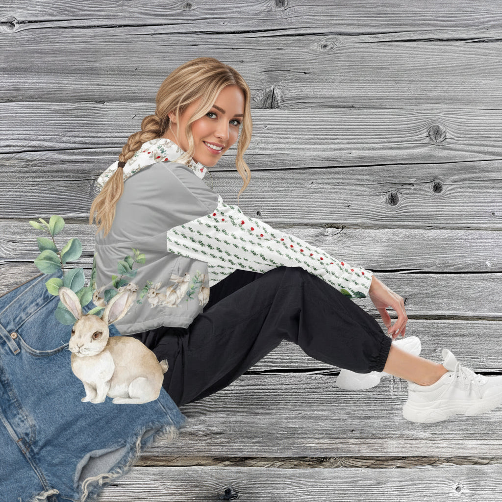 EINZIGARTIGER BAUCHFREIER DESIGNER DAMEN WINDBREAKER - NATURMÄDEL® EXCLUSIV DESIGN TIERLIEBE AQUARELL. DESIGNED by VERENA VerJa.ME - www.naturmaedel.com -