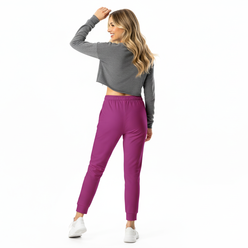 NATURMAEDEL CLASSIC BASIC - EXCLUSIVE HIGHTECH DAMEN JOGGINGHOSE IM LOUNGEWEAR LOOK. ATMUNGSAKTIV, ELASTISCH, FIGURBETONT. FARBE WEISS - RECHTE SEITE - EXCLUSIV NATURMAEDEL® LOGO DRUCK - DESIGN VERENA U. JANINA by VerJa.ME - FREIZEIT LOUNGEWEAR 1.1 - www.naturmaedel.shop -