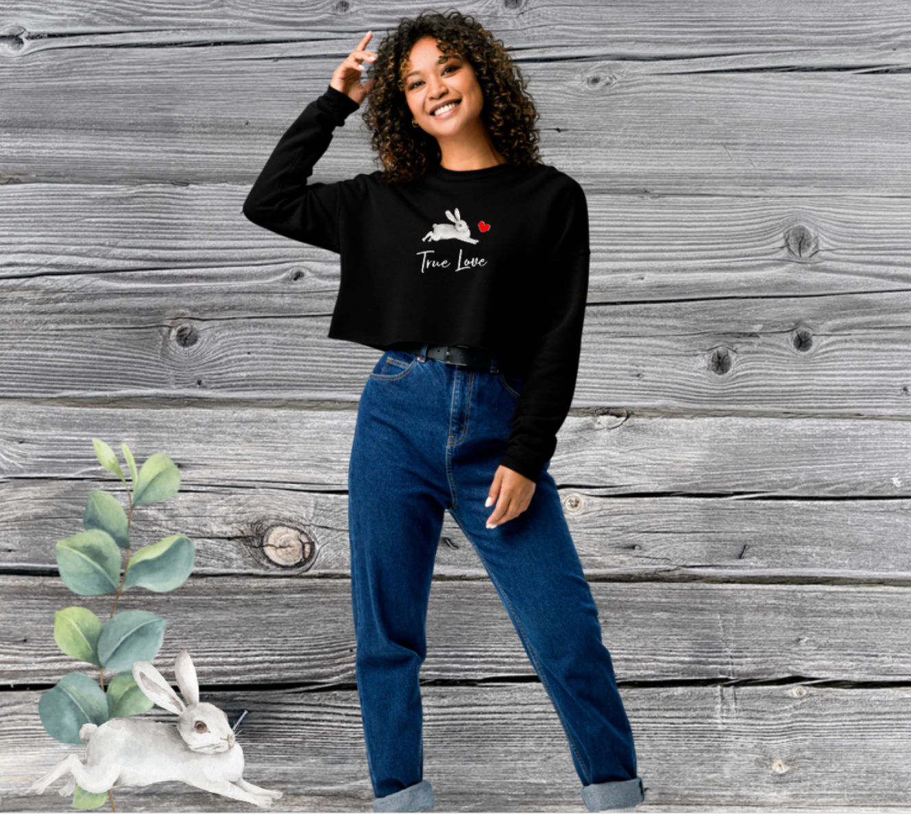 FASHION DESIGN - EXCLUSIV UND EINZIGARTIGER CROP PULLOVER - MIT NATURMÄDEL® TIERLIEBE AQUARELL DESIGN, www.naturmaedel.shop