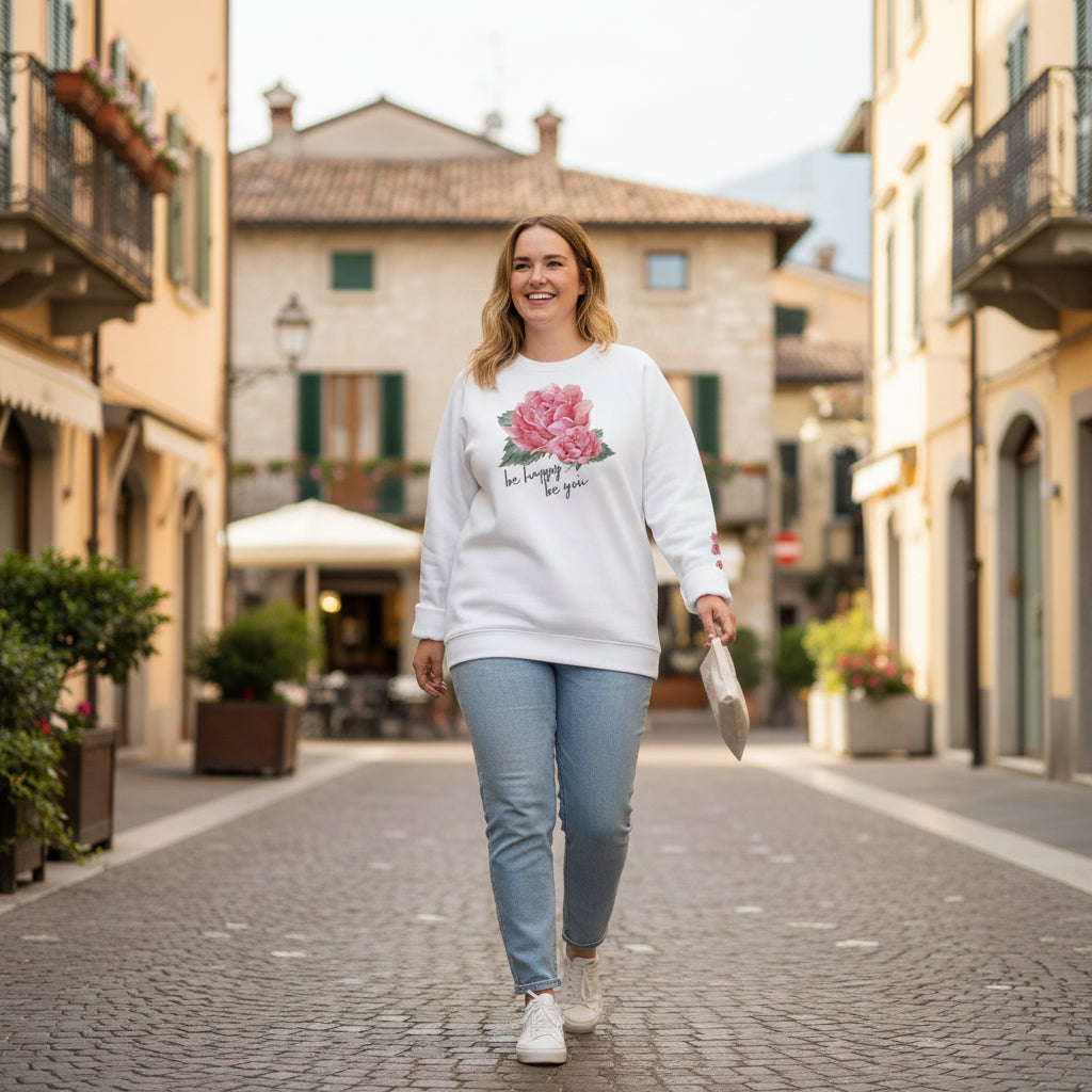 BIO BAUMWOLLE - STYLISCHER RAGLAN PULLOVER - EXCLUSIV NATURMÄDEL® DESIGN - AQUARELL ROSE IN LOVE, www.naturmaedel.com