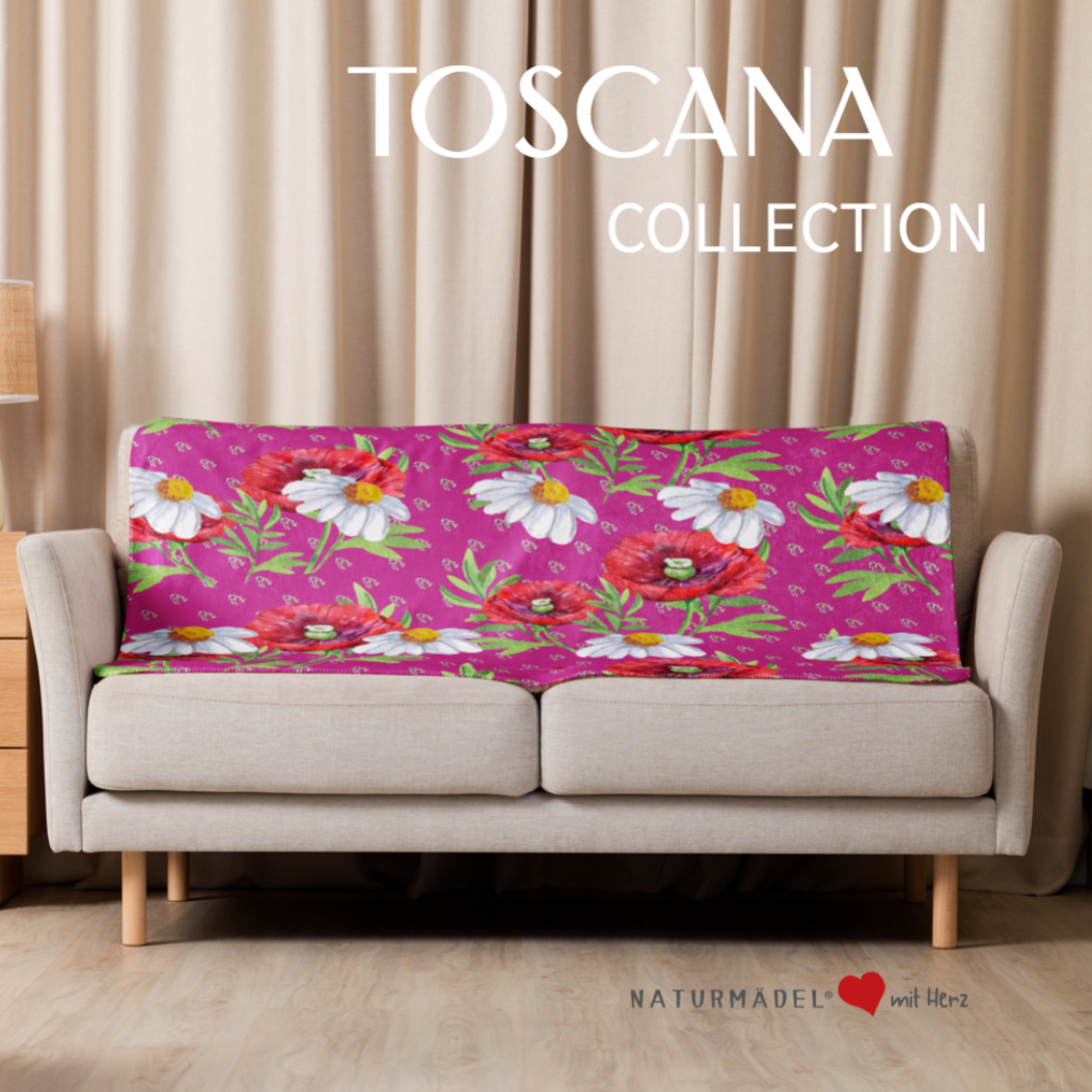 BESTSELLER MAI - EXCLUSIVE SHERPA DECKE, MIT EINZIGARTIGEM NATURMÄDEL® TOSCANA DESIGN LIEBEVOLL BEDRUCKT. KUSCHELFAKTOR GARANTIERT. www.naturmaedel.shop .