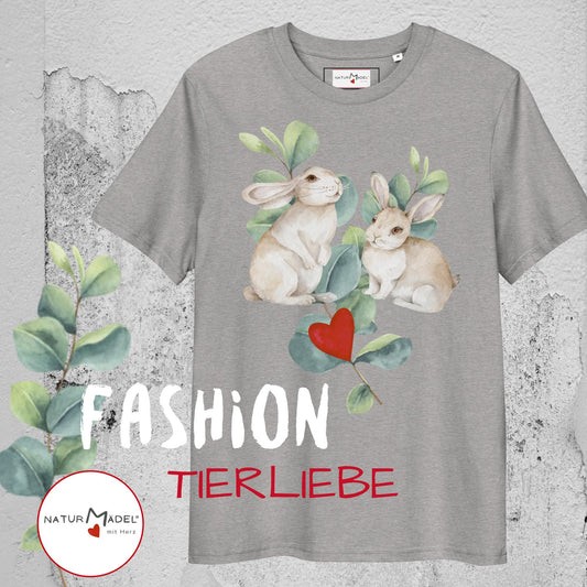 NATURMÄDEL® UNISEX ORGANIC BIO COTTON T-SHIRT KURZARM - WOHLGEFÜHL FÜR SENSIBLE HAUT. NATURMÄDEL® TIERLIEBE AQUARELL DESIGN