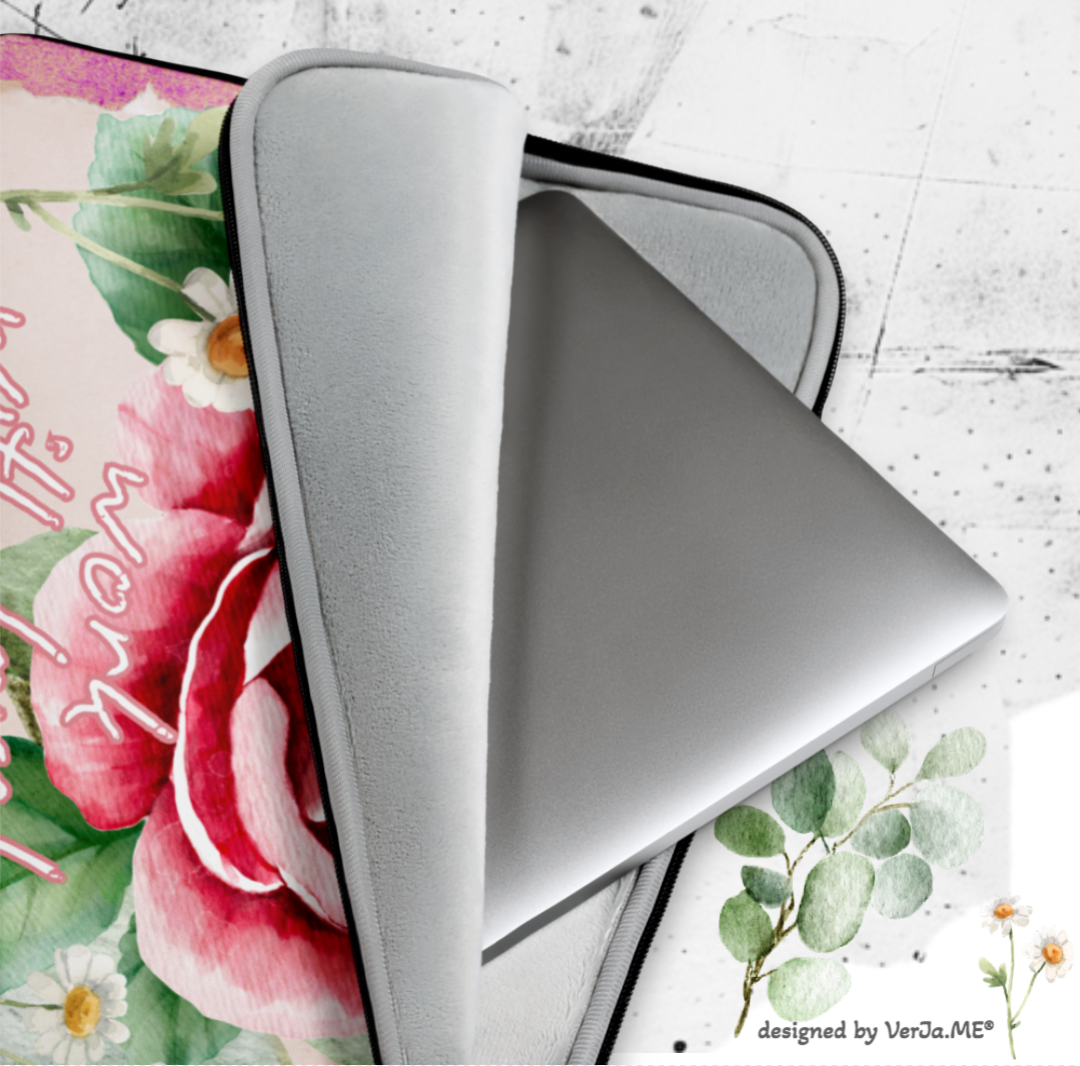 BESONDERES PURISTISCH, ELEGANTES MACBOOK, LAPTOP SLEEVE IM EXCLUSIVEN NATURMÄDEL® DESIGN, VINTAGE ROSE & KOLIBRI. Der optimale und stylische Schutz für Unterwegs. 13“ UND 15 ZOLL. - Innenfutter - designed NATURMÄDEL® by VerJa.ME® - www.naturmädel.com -