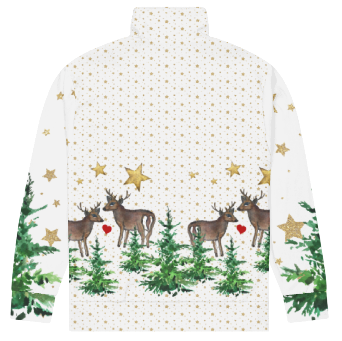 NATURMÄDEL® DESIGN TIERLIEBE. - WINTERZAUBER 2025 , FUNKTIONELLE, ELASTISCHE DAMEN DESIGNER FREIZEITJACKE IM EXCLUSIVEN NATURMÄDEL® AQUARELL DRUCK. DESIGN HANDMADE by VerJa.ME® - AQUARELL HIRSCHE - CREATOR V.BÖHLER – 8.1- www.naturmaedel.shop