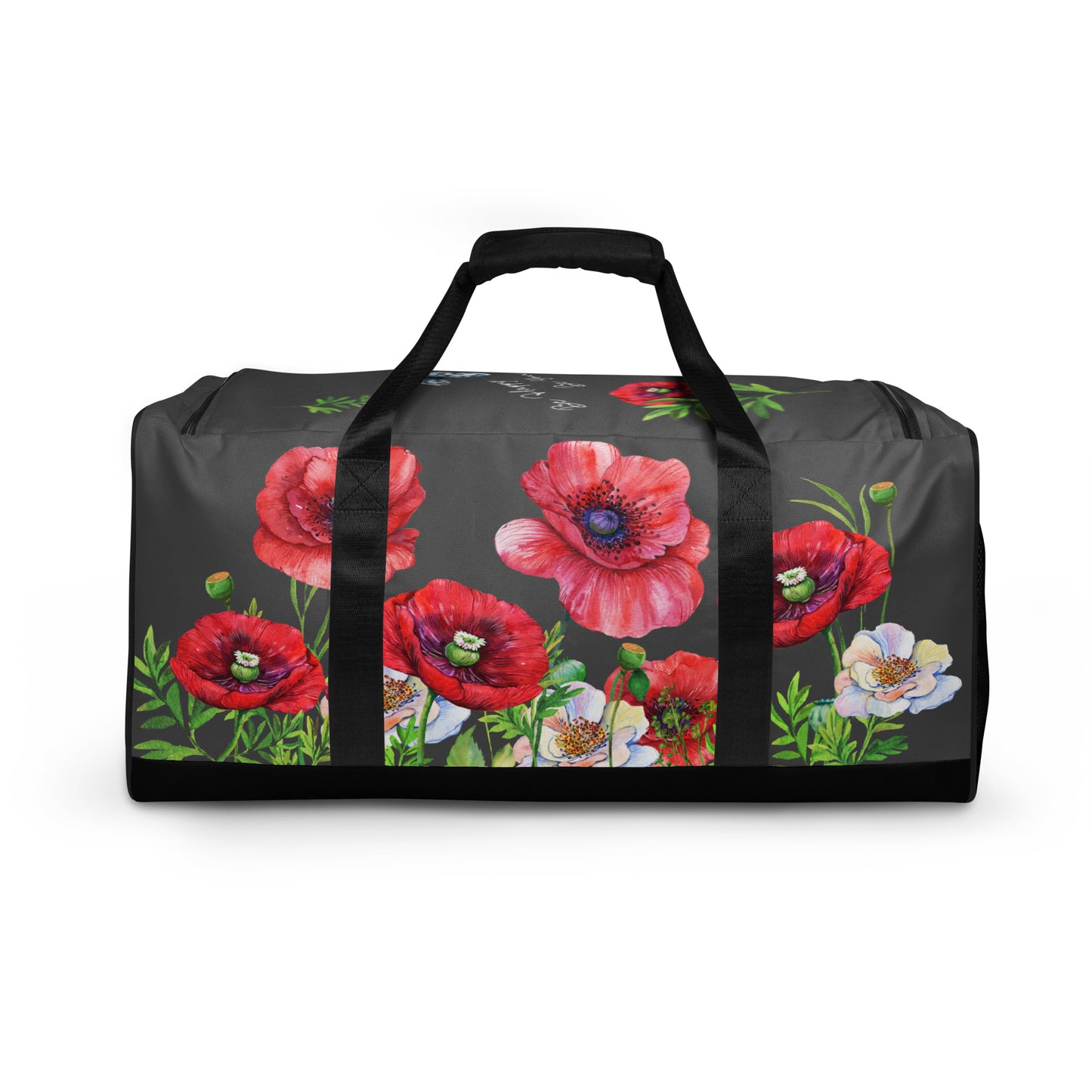WEEKENDER - EXCLUSIVE SPORT-, BADE- U. REISETASCHE MIT EINZIGARTIGEM NATURMAEDEL® TOSCANA EDEL DESIGN, AQUARELL MOHNBLUMEN UND BE HAPPY, BE YOU SCHRIFTZUG - FARBE SAMBESI - DESIGN VERENA U. JANINA by VerJa.ME® - 1.12 - www.naturmaedel.shop -