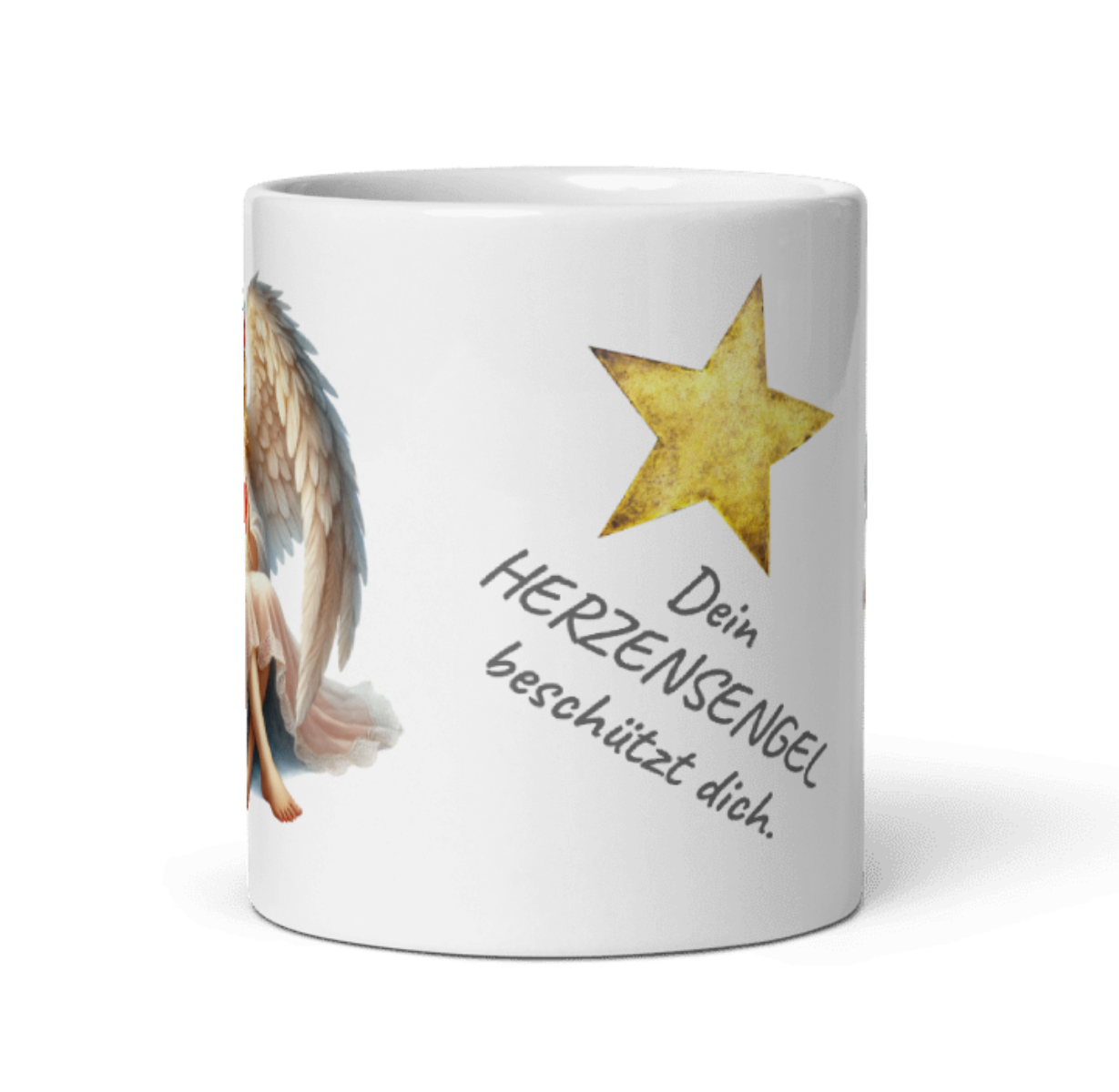 WERTVOLLE WEIHNACHTSGESCHENKE . EXCLUSIVE NATURMÄDEL® DESIGNER TASSE KERAMIK BECHER BEDRUCKT. DEIN HERZENSENGEL BESCHÜTZT DICH. - www.naturmaedel.shop -