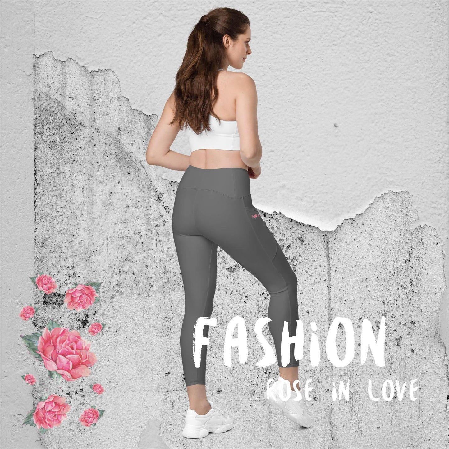 WUNDERSCHÖNE, FIGURBETONTE, V-BUND CROSSOVER LEGGINGS. IDEALER BEGLEITER FÜR YOGA-, FITNESS- UND ALLE FREIZEITAKTIVITÄTEN. VERZIERT MIT UNSEREM EINZIGARTIGEM NATURMÄDEL® ROSE IN LOVE DESINGN - www.naturmaedel.shop