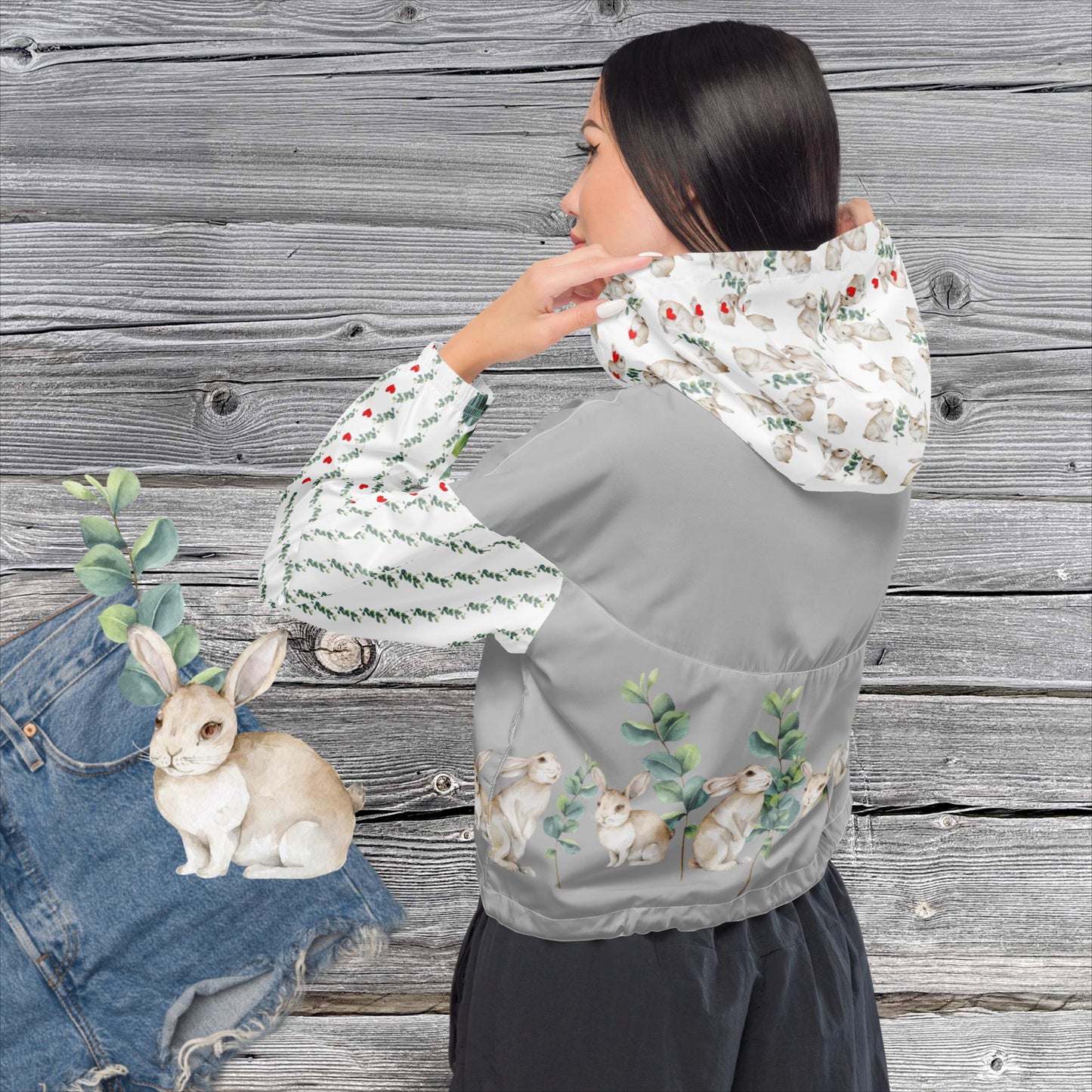 EINZIGARTIGER BAUCHFREIER DESIGNER DAMEN WINDBREAKER - NATURMÄDEL® DESIGN TIERLIEBE AQUARELL, www.naturmaedel.com