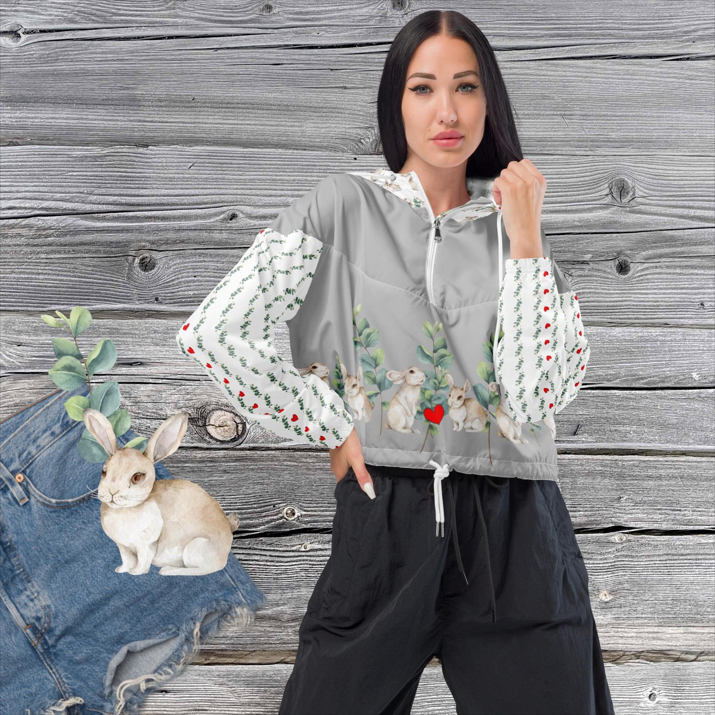 EINZIGARTIGER BAUCHFREIER DESIGNER DAMEN WINDBREAKER - NATURMÄDEL® DESIGN TIERLIEBE AQUARELL, www.naturmaedel.com