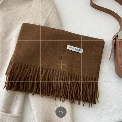 Quality Cashmere~ 100% Wool Solid Color Scarf Women Man Winter Warm Neck Scarves with Tassel Shawl Luxury Cashmere Scarf Wrap