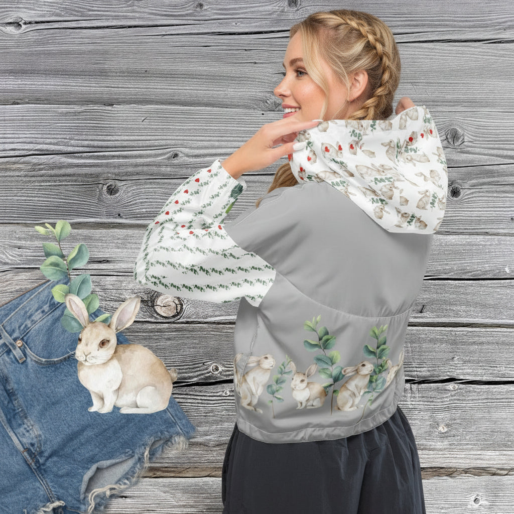 EINZIGARTIGER BAUCHFREIER DESIGNER DAMEN WINDBREAKER - NATURMÄDEL® EXCLUSIV DESIGN TIERLIEBE AQUARELL DESIGN by VERENA VerJa.ME - www.naturmaedel.com