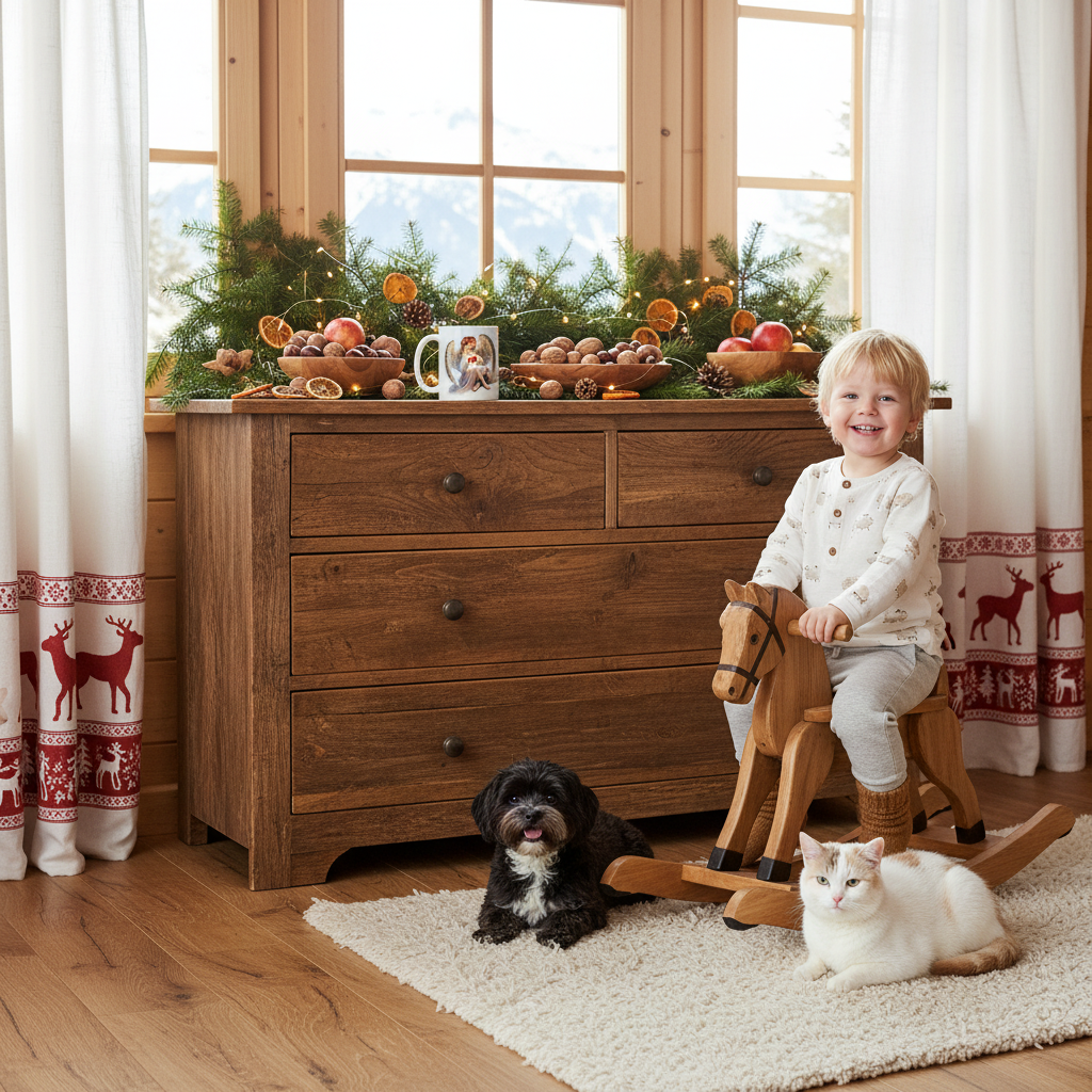 WERTVOLLE WEIHNACHTSGESCHENKE . EXCLUSIVE NATURMÄDEL® DESIGNER TASSE KERAMIK BECHER BEDRUCKT. DEIN HERZENSENGEL BESCHÜTZT DICH. KLEINER BUB - SCHAUKELPFERD - AIMEE U. CARLO  - www.naturmaedel.shop - 