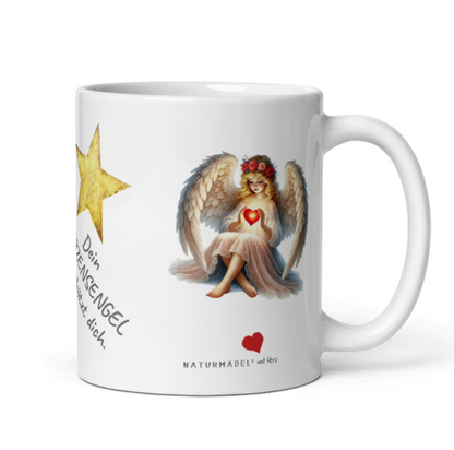 EXCLUSIVE NATURMAEDEL® DESIGNER TASSE KERAMIKBECHER BEDRUCKT. DEIN HERZENSENGEL BESCHÜTZT DICH - www.naturmaedel.shop - 