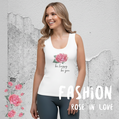 FIGURBETONTES, DESIGNER YOGA UND FITNESS TANK TOP –SUPER ELASTISCH, EXCLUSIVE FUNKTIONALITÄT UND BEQUEMLICHKEIT. DAS NATURMÄDEL® DESIGN ROSE IN LOVE, BE HAPPY BE YOU SORGEN FÜR LEBENSFREUDE PUR - www.naturmaedel.shop