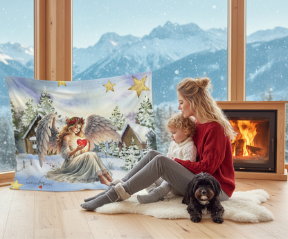 NATURMAEDEL_-WEIHNACHTSZAUBER-KUSCHELDECKE-TAGESDECKE-SCHUTZENGEL MIT HERZ-SILBERSTERNE-VORLAGEMOG3_-WALDSCHNEEHUTETEN- WEIHNACHTSGESCHENKE - www.naturmaedel.shop_ 