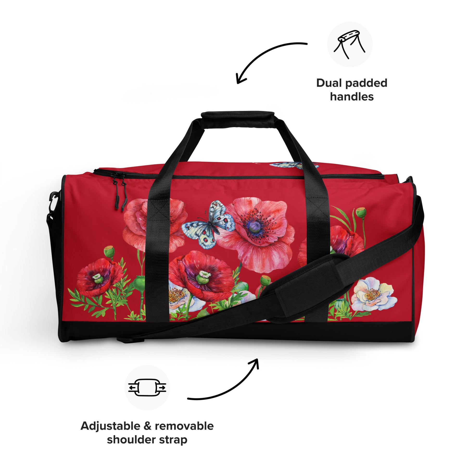 NATURMAEDEL® - EDLES TOSCANA AQUARELLBLUMEN DESIGN - FARBE ROT - WEEKENDER - SPORT- U. REISETASCHE - YOGASTUDIO IN DER TOSCANA - DESIGN VERENA U. JANINA BY VerJa.ME® -  1.3 - www.naturmaedel.shop -   