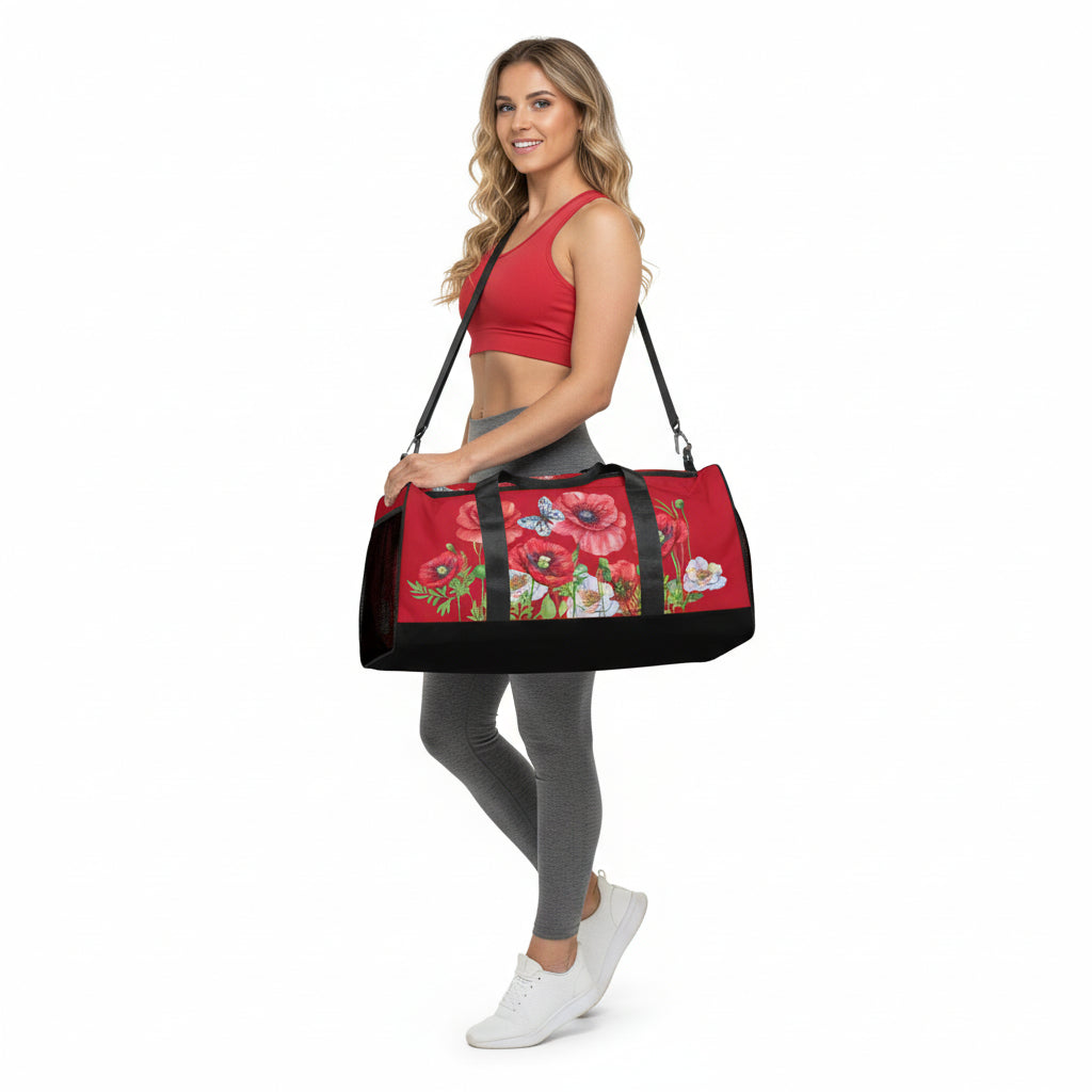 NATURMAEDEL® - EDLES TOSCANA AQUARELLBLUMEN DESIGN - FARBE ROT - WEEKENDER - SPORT- U. REISETASCHE - YOGASTUDIO IN DER TOSCANA - DESIGN VERENA U. JANINA BY VerJa.ME® -  1.7 - www.naturmaedel.shop -  