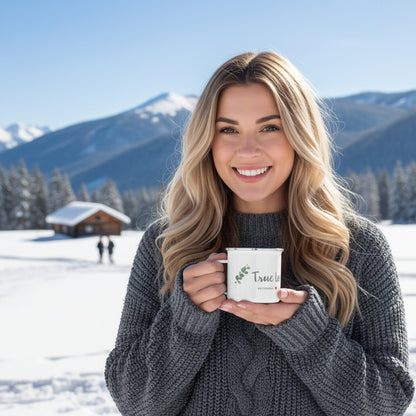 NATURMAEDEL® - EXCLUSIV DESIGN TIERLIEBE - TRUE LOVE - EMAIL TASSE - BECHER - AQUARELL HAESCHEN DESIGN - LOGO NATURMAEDEL MIT HERZ - BERGHÜTTE SCHNEE -  NATURMAEDEL JANINA - www.naturmaedel.shop - 
