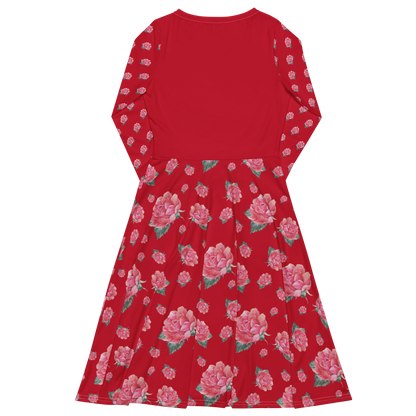 WUNDERSCHÖNES,  ROMANTISCHES JERSEY MIDIKLEID MIT EXCLUSIVEM NATURMÄDEL® ROSE IN 
 LOVE AQUARELL DESIGN. - DESIGNED by VERENA VerJa.ME® - 2 - GARDASEE - www.naturmaedel.com - 