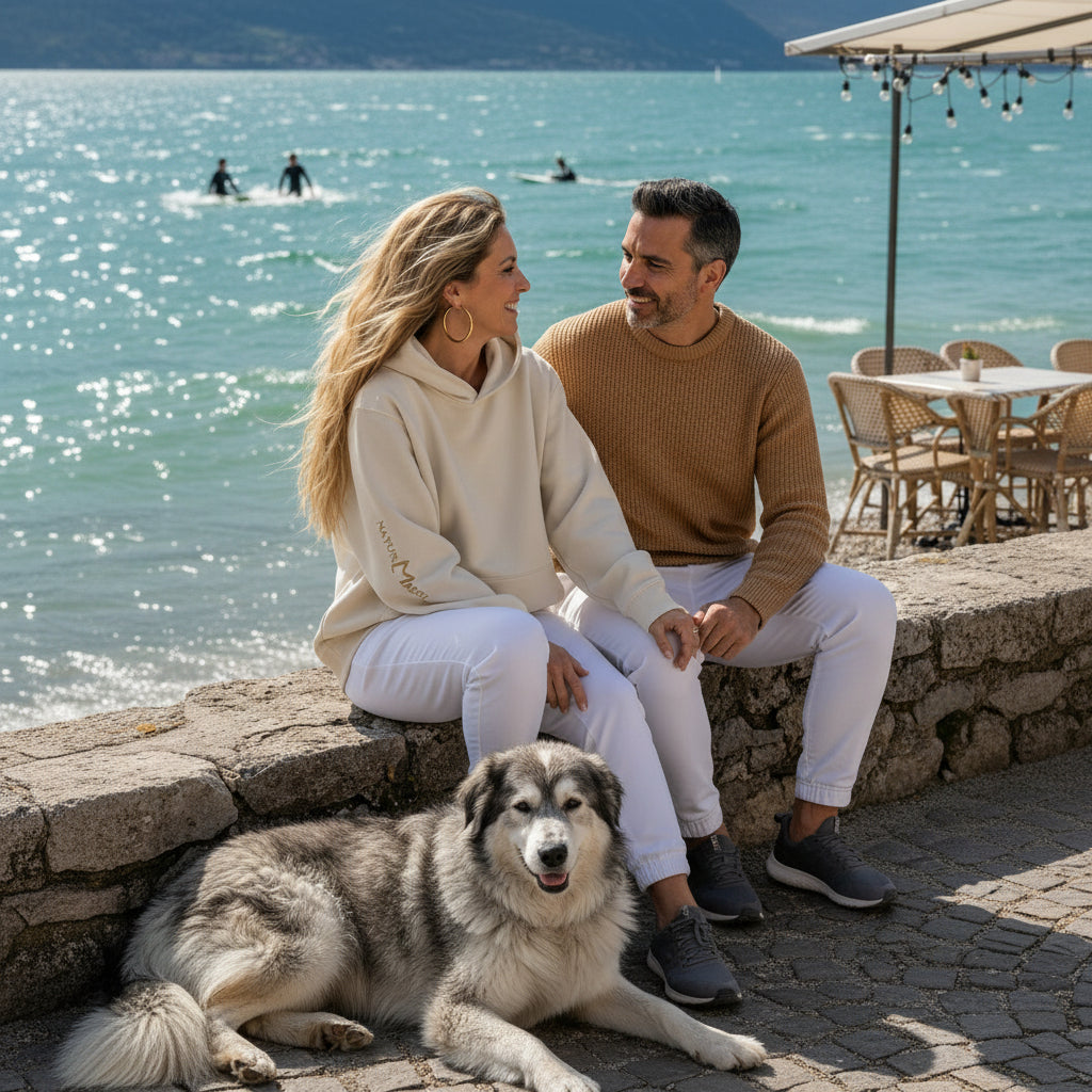 NATURMAEDEL® CLASSIC BASIC - UNISEX OVERSIZED HEAVXWEIGHT HOODIE - FARBE DUST - PREMIUM LOUNGEWEAR - BAUMWOLLE - ATMUNGSAKTIV - NATURMÄDEL® EXCLUSIV LOGO RECHTER ÄRMEL - GOLDDRUCK - DESIGNED VERENA U. JANINA by VerJa.ME® - 1.0 - www.naturmaedel.shop - 