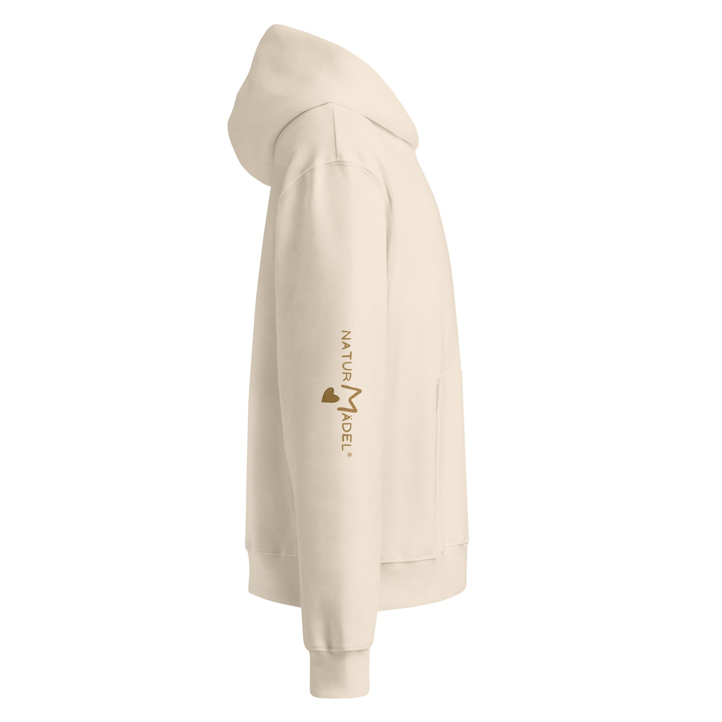 NATURMAEDEL® CLASSIC BASIC - UNISEX OVERSIZED HEAVXWEIGHT HOODIE - FARBE DUST - PREMIUM LOUNGEWEAR - BAUMWOLLE - ATMUNGSAKTIV - NATURMAEDEL® EXCLUSIV LOGO RECHTER ÄRMEL - GOLDDRUCK - DESIGNED VERENA U. JANINA by VerJa.ME® - 1.4- www.naturmaedel.shop - 