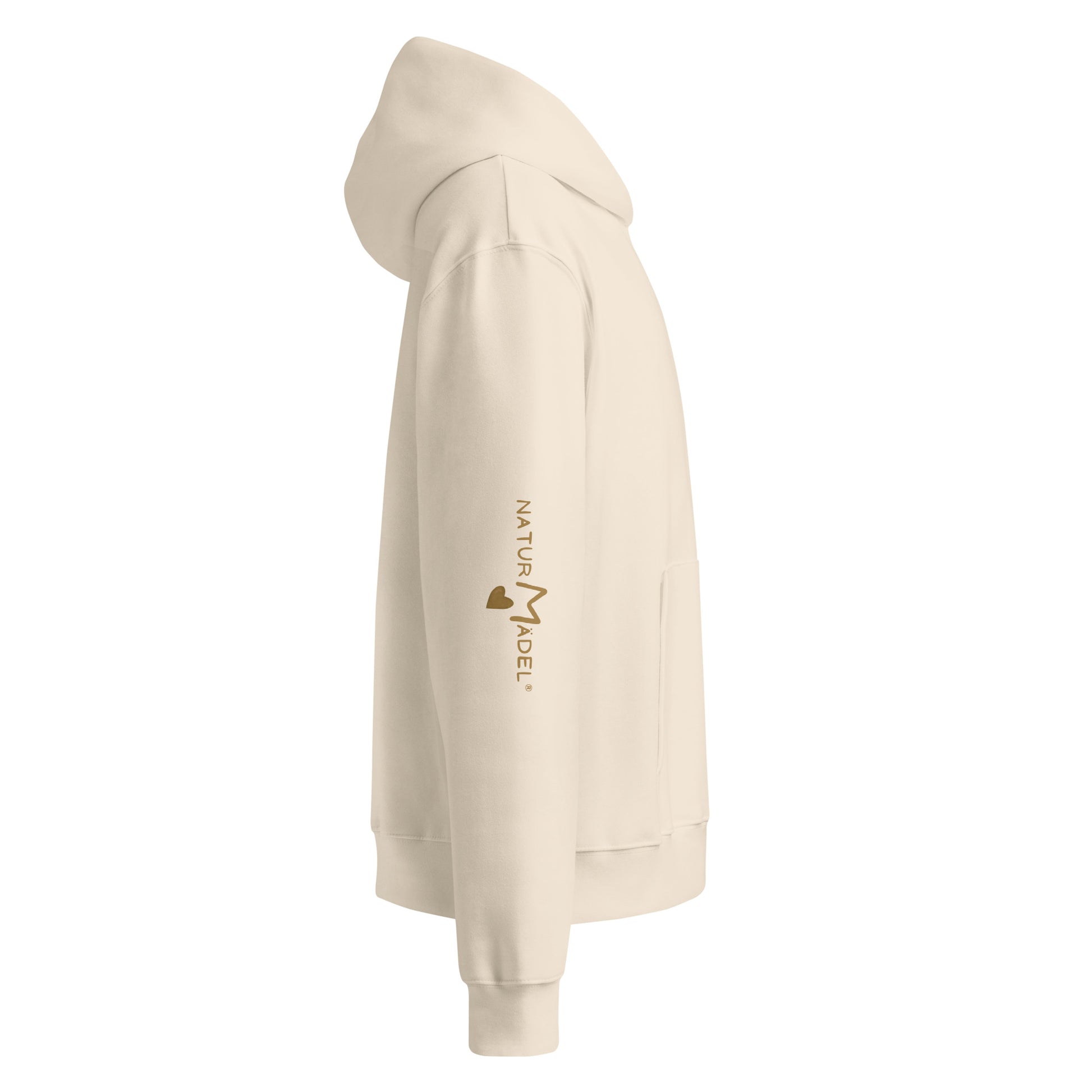 NATURMAEDEL® CLASSIC BASIC - UNISEX OVERSIZED HEAVXWEIGHT HOODIE - FARBE DUST - PREMIUM LOUNGEWEAR - BAUMWOLLE - ATMUNGSAKTIV - NATURMAEDEL® EXCLUSIV LOGO RECHTER ÄRMEL - GOLDDRUCK - DESIGNED VERENA U. JANINA by VerJa.ME® - 1.4- www.naturmaedel.shop - 