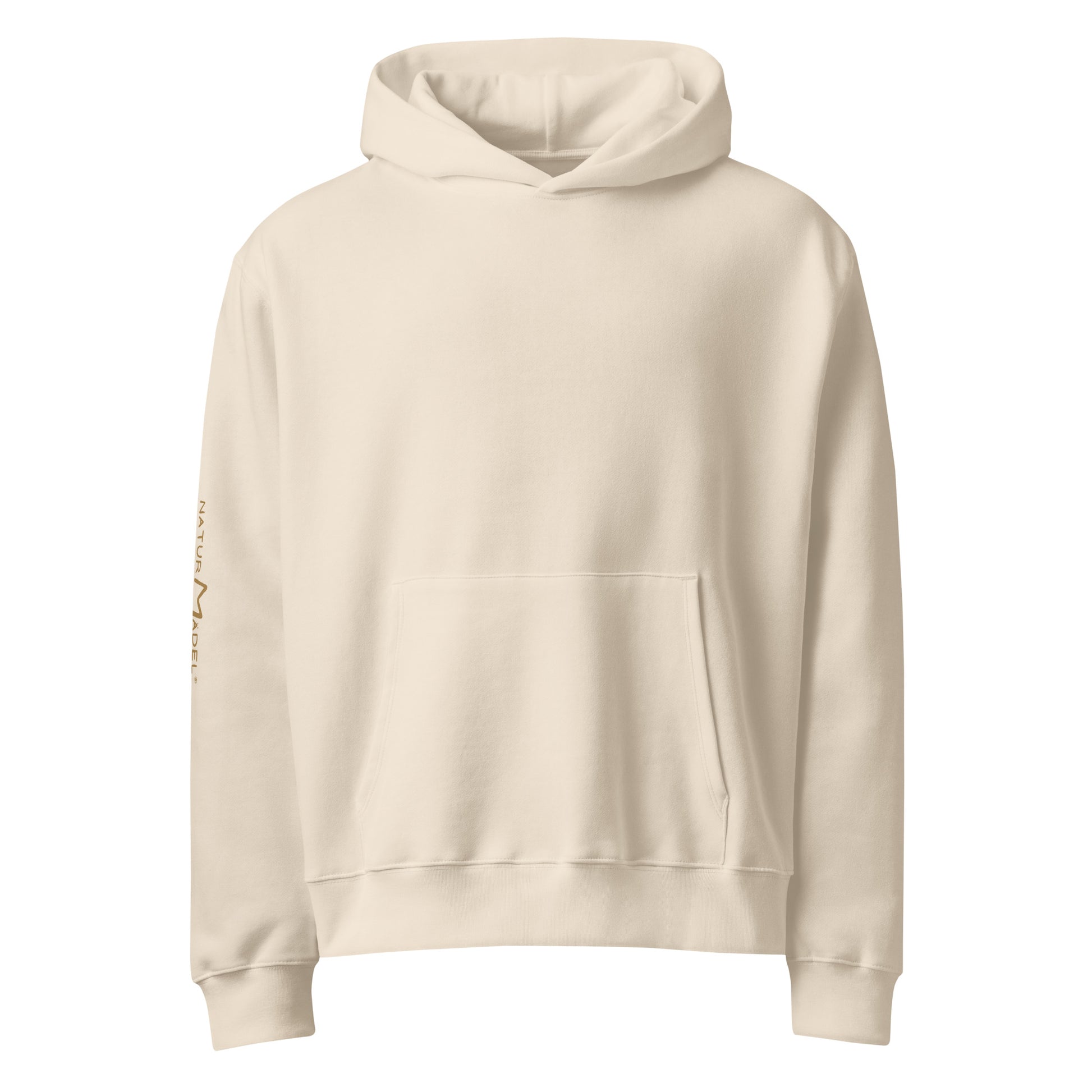 NATURMAEDEL® CLASSIC BASIC - UNISEX OVERSIZED HEAVXWEIGHT HOODIE - FARBE DUST - PREMIUM LOUNGEWEAR - BAUMWOLLE - ATMUNGSAKTIV - NATURMAEDEL® EXCLUSIV LOGO RECHTER ÄRMEL - GOLDDRUCK - DESIGNED VERENA U. JANINA by VerJa.ME® - 1.7- www.naturmaedel.shop - 