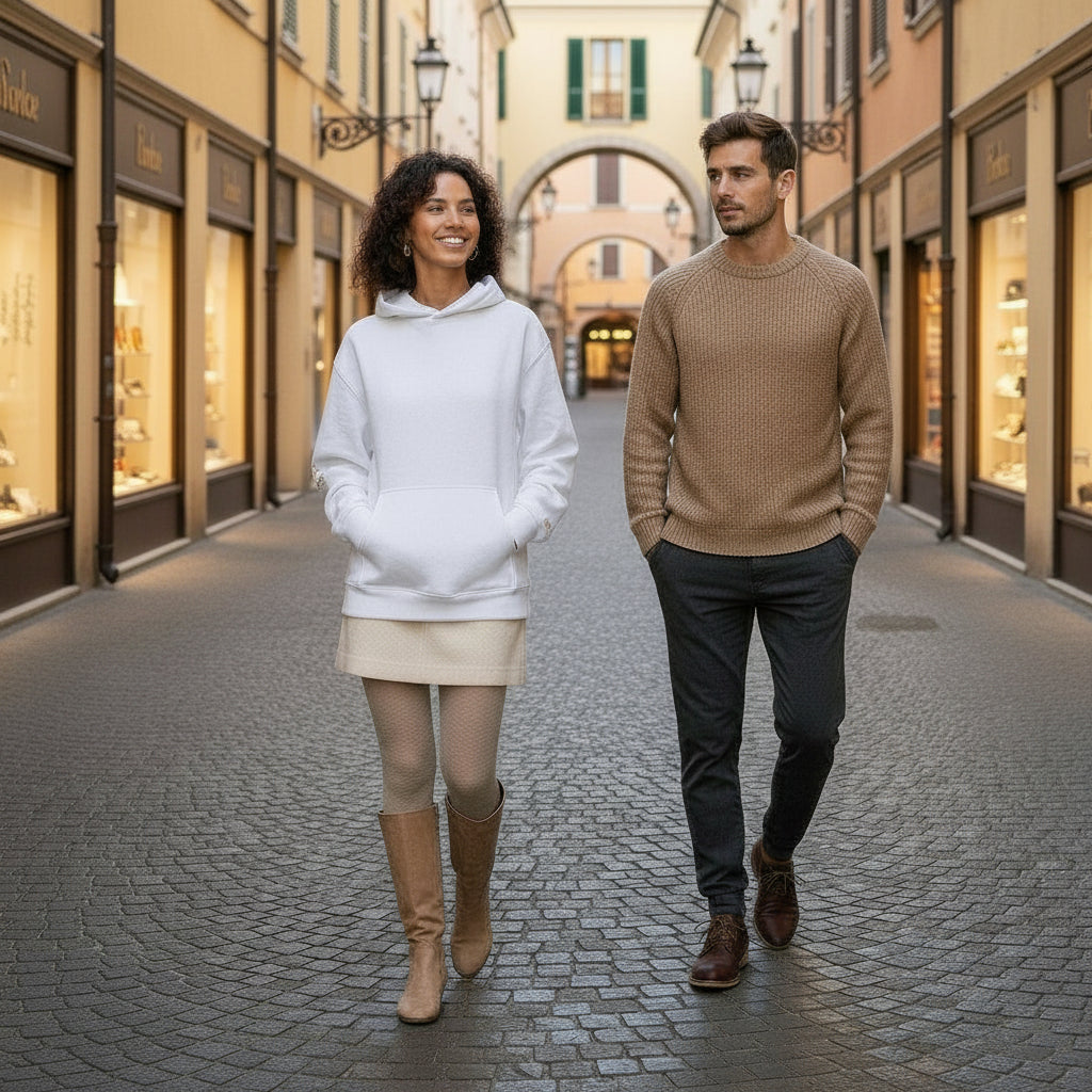 NATURMAEDEL® CLASSIC BASIC - UNISEX OVERSIZED HEAVXWEIGHT HOODIE - FARBE WEISS - PREMIUM LOUNGEWEAR - BAUMWOLLE - ATMUNGSAKTIV - NATURMAEDEL® EXCLUSIV LOGO RECHTER AERMEL - GOLDDRUCK - DESIGNED VERENA U. JANINA by VerJa.ME® - 1.0- www.naturmaedel.shop - 