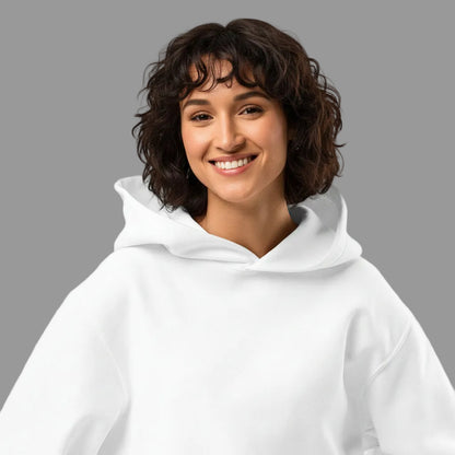 NATURMAEDEL® CLASSIC BASIC - UNISEX OVERSIZED HEAVXWEIGHT HOODIE - FARBE WEISS - PREMIUM LOUNGEWEAR - BAUMWOLLE - ATMUNGSAKTIV - NATURMAEDEL® EXCLUSIV LOGO RECHTER AERMEL - GOLDDRUCK - DESIGNED VERENA U. JANINA by VerJa.ME® - 1.1- www.naturmaedel.shop - 