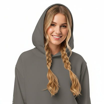 NATURMAEDEL® - UNISEX OVERSIZED HEAVXWEIGHT HOODIE - FARBE ASPHALT- FRONT  - SUPER WEICH, SUPER BEQUEM - RINGGESPONNENE BAUMWOLLE - ATMUNGSAKTIV - NATURMÄDEL® EXCLUSIV LOGO RECHTER ÄRMEL - DESIGNED VERENA by VerJa.ME® - CLASSIC BASIC - www.naturmaedel.shop - 