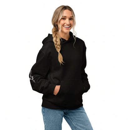 NATURMAEDEL® - UNISEX OVERSIZED HEAVXWEIGHT HOODIE - FARBE BLACK- FRONT  - SUPER WEICH, SUPER BEQUEM - RINGGESPONNENE BAUMWOLLE - ATMUNGSAKTIV - NATURMÄDEL® EXCLUSIV LOGO RECHTER ÄRMEL - DESIGNED VERENA by VerJa.ME® - CLASSIC BASIC - www.naturmaedel.shop - 