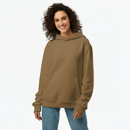 NATURMAEDEL® - UNISEX OVERSIZED HEAVXWEIGHT HOODIE - FARBE VINTAGE BROWN- FRONT  - SUPER WEICH, SUPER BEQUEM - RINGGESPONNENE BAUMWOLLE - ATMUNGSAKTIV - NATURMÄDEL® EXCLUSIV LOGO RECHTER ÄRMEL - DESIGNED VERENA by VerJa.ME® - CLASSIC BASIC - www.naturmaedel.shop -