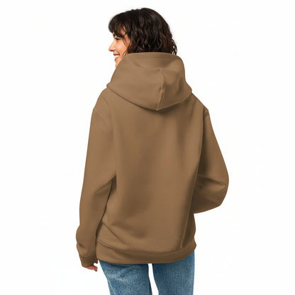 NATURMAEDEL® - UNISEX OVERSIZED HEAVXWEIGHT HOODIE - FARBE VINTAGE BROWN- BACK  - SUPER WEICH, SUPER BEQUEM - RINGGESPONNENE BAUMWOLLE - ATMUNGSAKTIV - NATURMÄDEL® EXCLUSIV LOGO RECHTER ÄRMEL - DESIGNED VERENA by VerJa.ME® - CLASSIC BASIC - www.naturmaedel.shop - 