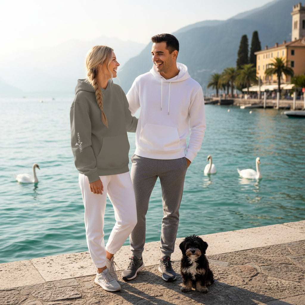 NATURMAEDEL® - UNISEX OVERSIZED HEAVXWEIGHT HOODIE - FARBE ASPHALT- FRONT - SUPER WEICH, SUPER BEQUEM - RINGGESPONNENE BAUMWOLLE - ATMUNGSAKTIV - NATURMÄDEL® EXCLUSIV LOGO RECHTER ÄRMEL - DESIGNED VERENA by VerJa.ME® - CLASSIC BASIC - www.naturmaedel.shop - 