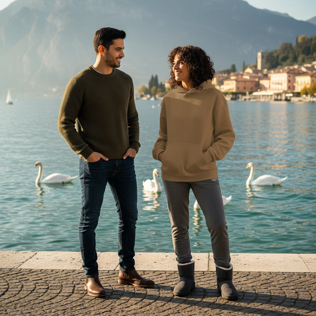 NATURMAEDEL® - UNISEX OVERSIZED HEAVXWEIGHT HOODIE - FARBE VINTAGE BROWN- BACK  - SUPER WEICH, SUPER BEQUEM - RINGGESPONNENE BAUMWOLLE - ATMUNGSAKTIV - NATURMÄDEL® EXCLUSIV LOGO RECHTER ÄRMEL - DESIGNED VERENA by VerJa.ME® - CLASSIC BASIC - GARDASEE HERBST - www.naturmaedel.shop - 