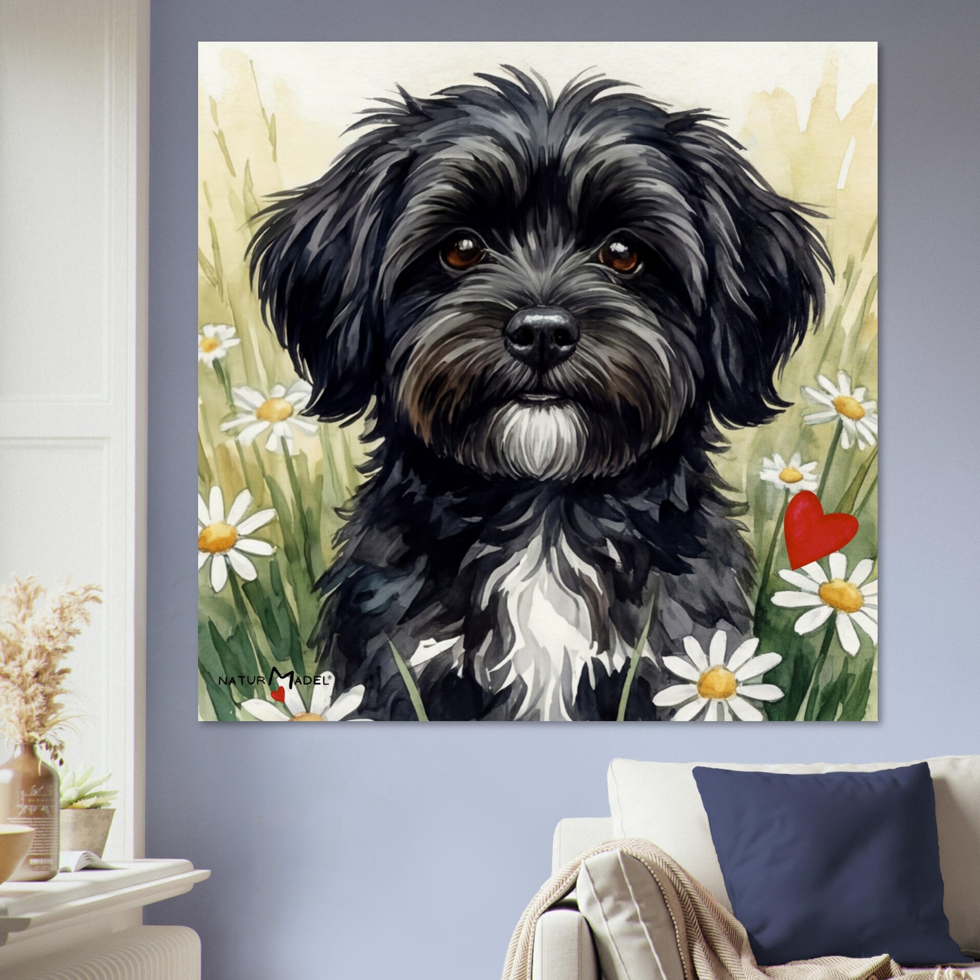 NATURMAEDEL® CREATIV DESIGN - „AIMEE“ HAVANESERHUENDIN - WANDBILD AQUARELL  - POSTER KUNSTDRUCK - MUSEUMSQUALITAET 250g - WOHNZIMMER WANDDEKO - Design Verena u. Janina Boehler by VerJa.ME® - 1.10 - www.naturmaedel.shop -  