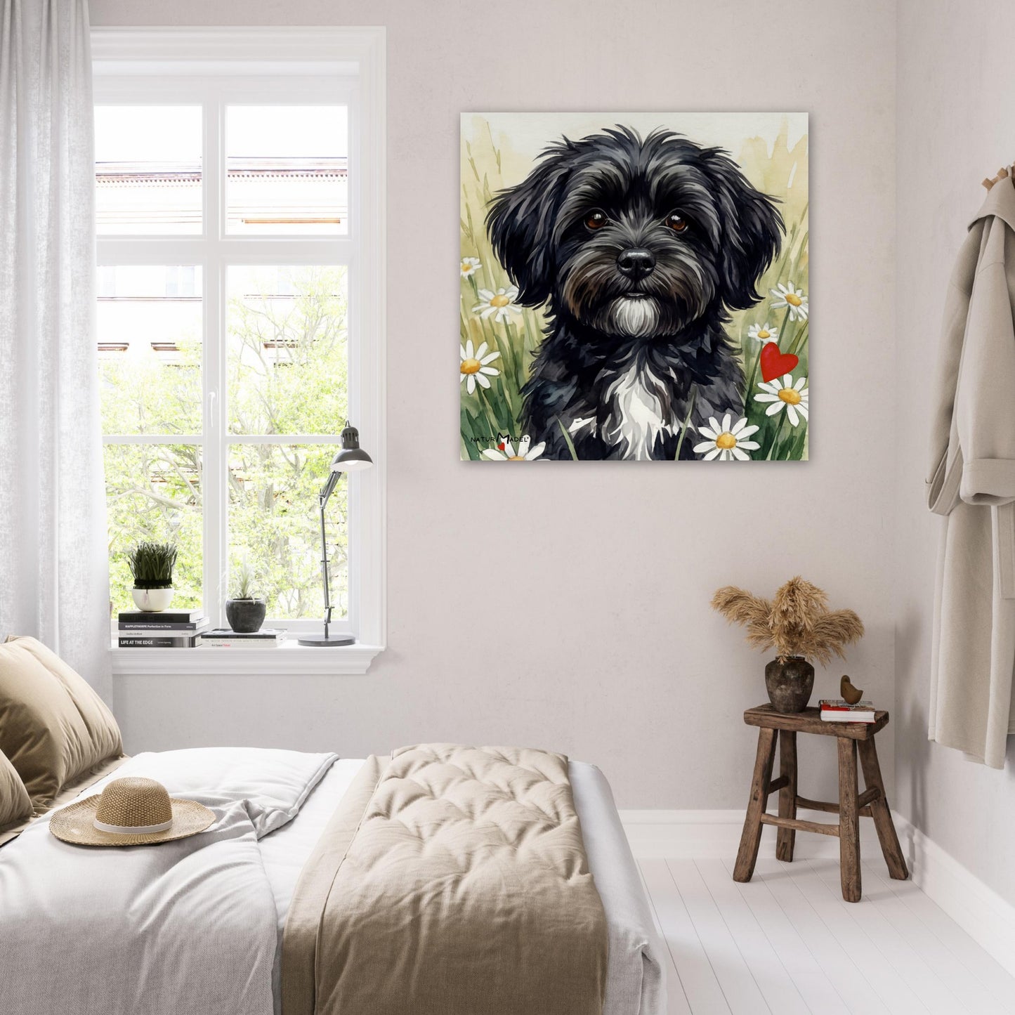 NATURMAEDEL® CREATIV DESIGN - „AIMEE“ HAVANESERHUENDIN - WANDBILD AQUARELL  - POSTER KUNSTDRUCK - MUSEUMSQUALITAET 250g - SCHLAFZIMMER WANDDEKO - Design Verena u. Janina Boehler by VerJa.ME® - 1.11 - www.naturmaedel.shop -  