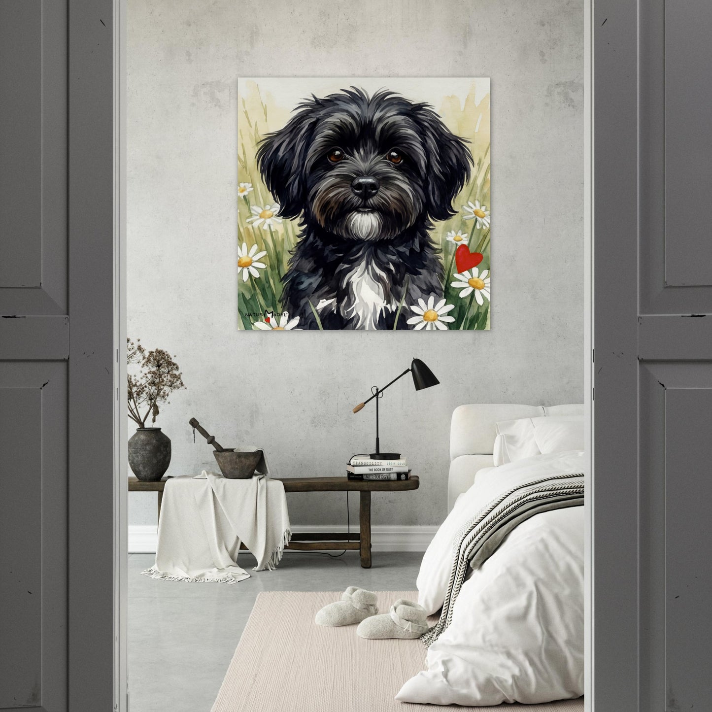 NATURMAEDEL® CREATIV DESIGN - „AIMEE“ HAVANESERHUENDIN - WANDBILD AQUARELL  - POSTER KUNSTDRUCK - MUSEUMSQUALITAET 250g - SCHLAFZIMMER WANDDEKO - Design Verena u. Janina Boehler by VerJa.ME® - 1.12 - www.naturmaedel.shop -  