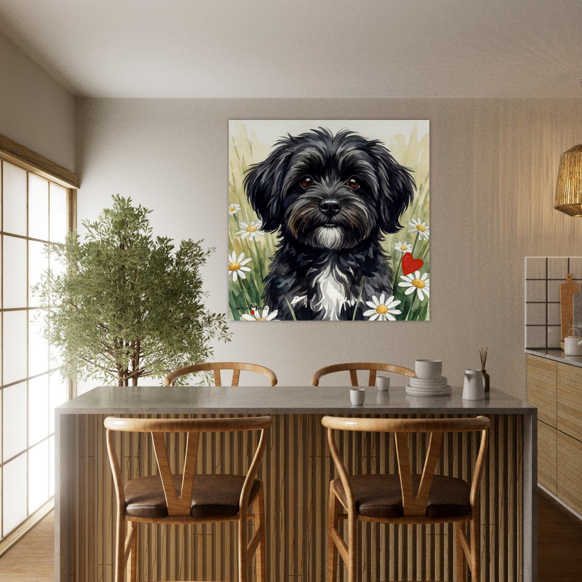 NATURMAEDEL® CREATIV DESIGN - „AIMEE“ HAVANESERHUENDIN - WANDBILD AQUARELL  - POSTER KUNSTDRUCK - MUSEUMSQUALITAET 250g -KÜCHE ESSZIMMER WANDDEKO - Design Verena u. Janina Boehler by VerJa.ME® - 1.17 - www.naturmaedel.shop -  