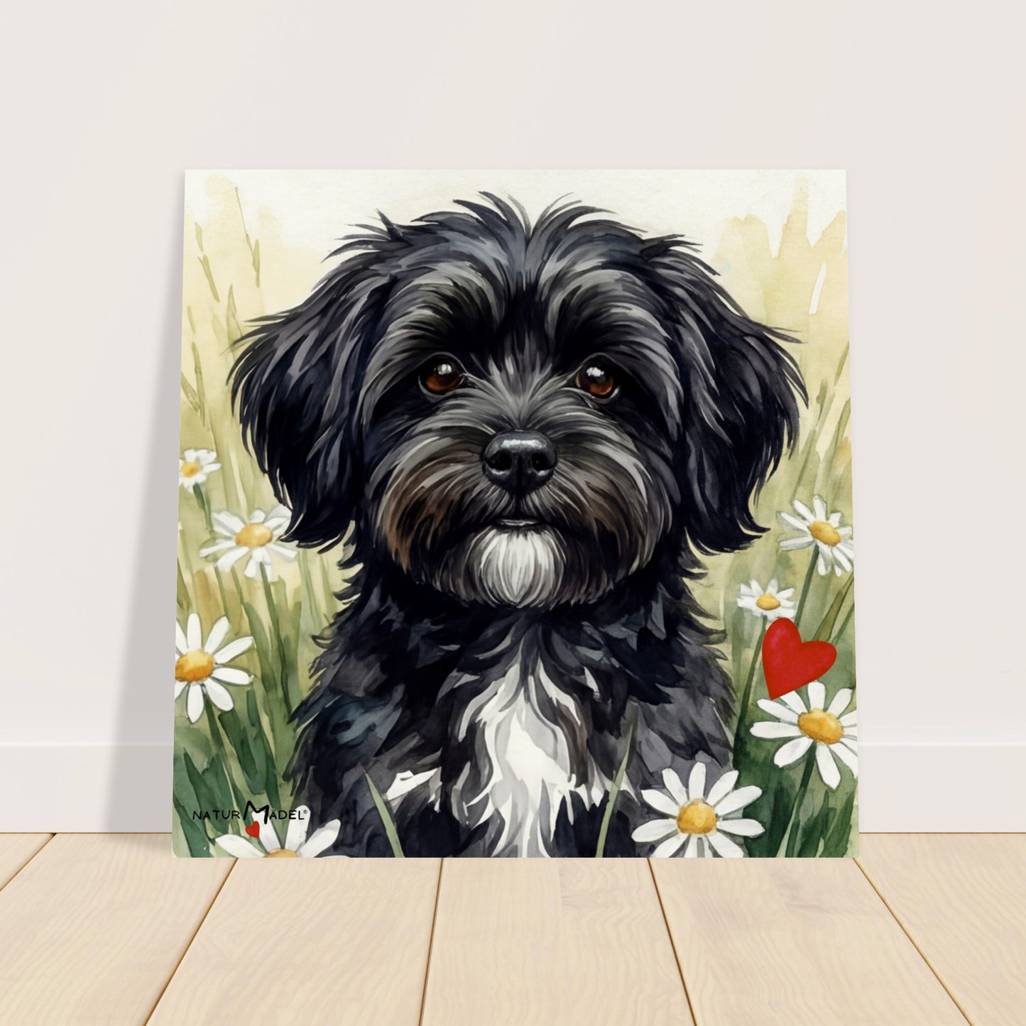 NATURMAEDEL® CREATIV DESIGN - „AIMEE“ HAVANESERHUENDIN - WANDBILD AQUARELL  - POSTER KUNSTDRUCK - MUSEUMSQUALITAET 250g -Buero, Arbeitszimmer - Wanddeko -   - Design Verena u. Janina Boehler by VerJa.ME® - 1.20 - www.naturmaedel.shop - 