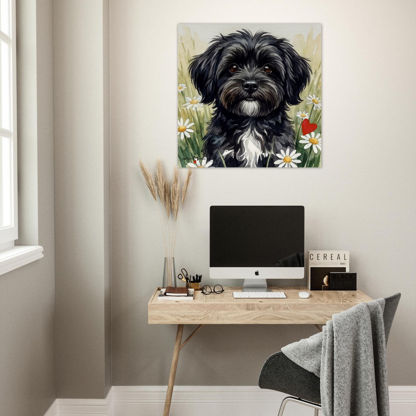NATURMAEDEL® CREATIV DESIGN - „AIMEE“ HAVANESERHUENDIN - WANDBILD AQUARELL  - POSTER KUNSTDRUCK - MUSEUMSQUALITAET 250g -Buero, Arbeitszimmer - Wanddeko -   - Design Verena u. Janina Boehler by VerJa.ME® - 1.21 - www.naturmaedel.shop -  