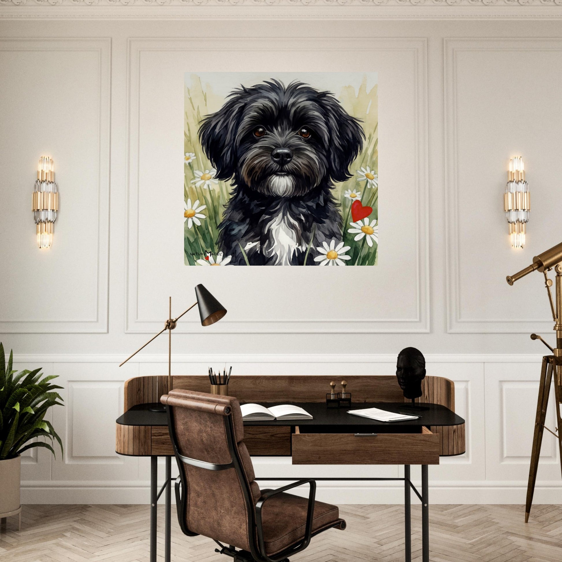 NATURMAEDEL® CREATIV DESIGN - „AIMEE“ HAVANESERHUENDIN - WANDBILD AQUARELL  - POSTER KUNSTDRUCK - MUSEUMSQUALITAET 250g -Buero, Arbeitszimmer - Wanddeko -   - Design Verena u. Janina Boehler by VerJa.ME® - 1.22 - www.naturmaedel.shop - 