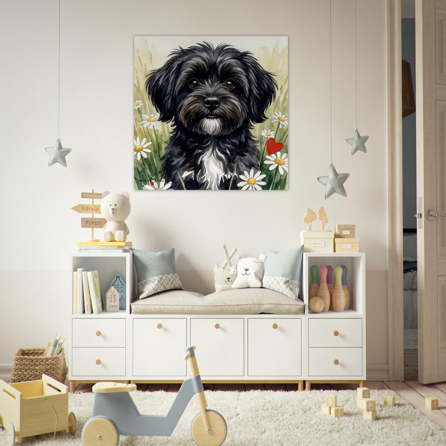 NATURMAEDEL® CREATIV DESIGN - „AIMEE“ HAVANESERHUENDIN - WANDBILD AQUARELL  - POSTER KUNSTDRUCK - MUSEUMSQUALITAET 250g - KINDERZIMMER WANDDEKO - Design Verena u. Janina Boehler by VerJa.ME® - 1.2 - www.naturmaedel.shop -  