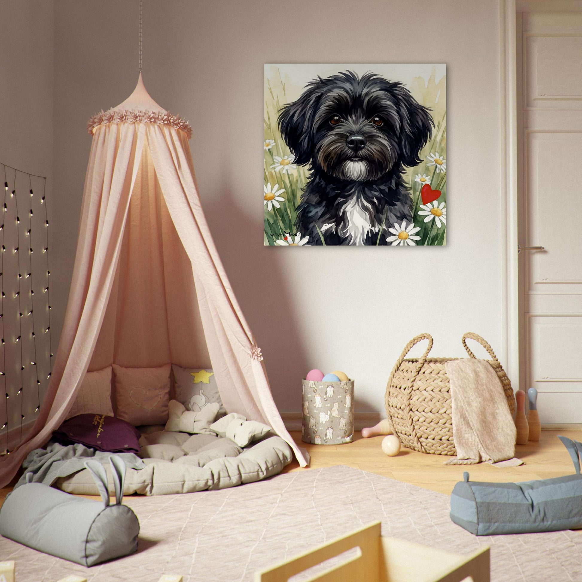 NATURMAEDEL® CREATIV DESIGN - „AIMEE“ HAVANESERHUENDIN - WANDBILD AQUARELL  - POSTER KUNSTDRUCK - MUSEUMSQUALITAET 250g - KINDERZIMMER WANDDEKO - Design Verena u. Janina Boehler by VerJa.ME® - 1.3 - www.naturmaedel.shop -  