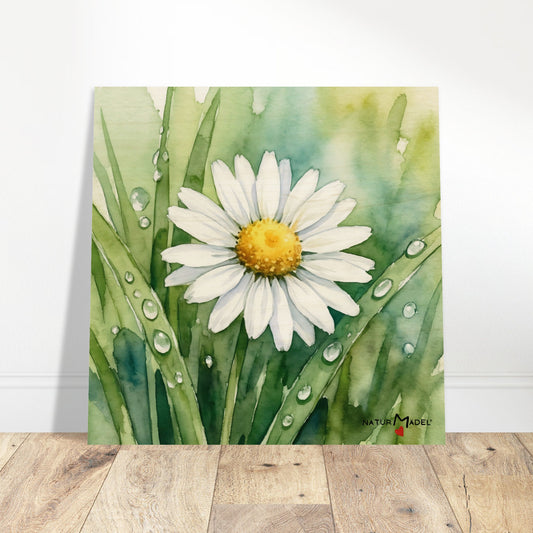 NATURMAEDEL CREATIV DESIGN - WANDBILD AUF EDLEM BIRKENHOLZ - AQUARELL „GAENSEBLUEMCHEN“  aus „Wo ist Milli?“ - HERZENSGESCHENKE - Designed by Verena u. Janina Boehler, VerJa.ME - 1.1 - www.naturmaedel.shop - 
