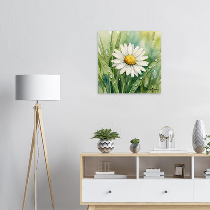 NATURMAEDEL CREATIV DESIGN - WANDBILD AUF  BIRKENHOLZ - AQUARELL „GAENSEBLUEMCHEN“ - HOME & LIVING  - WOHNZIMMER - HERZENSGESCHENKE -  Designed by Verena u. Janina Boehler, VerJa.ME - 1.11 - www.naturmaedel.shop - 