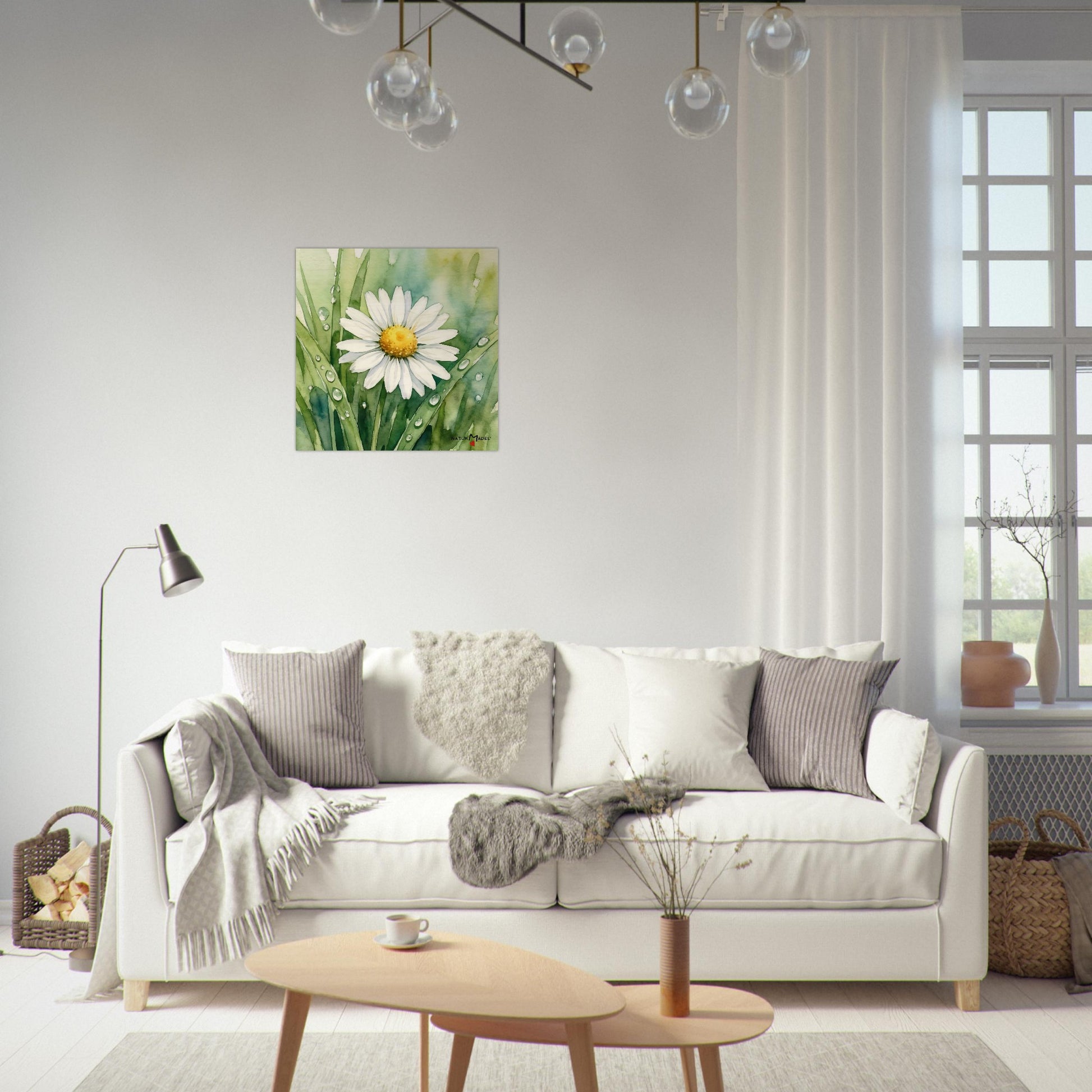 NATURMAEDEL CREATIV DESIGN - WANDBILD AUF  BIRKENHOLZ - AQUARELL „GAENSEBLUEMCHEN“ - HOME & LIVING  - WOHNZIMMER - HERZENSGESCHENKE -  Designed by Verena u. Janina Boehler, VerJa.ME - 1.16 - www.naturmaedel.shop - 