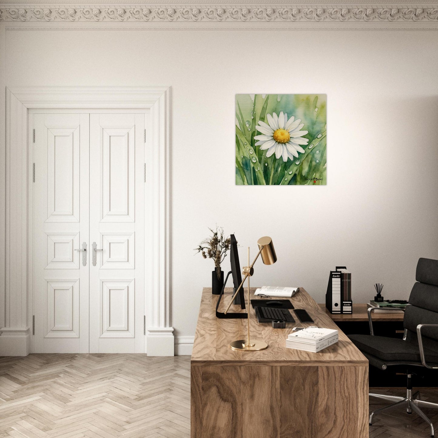 NATURMAEDEL CREATIV DESIGN - WANDBILD AUF  BIRKENHOLZ - AQUARELL „GAENSEBLUEMCHEN“ - HOME & LIVING  - BÜRO - HERZENSGESCHENKE -  Designed by Verena u. Janina Boehler, VerJa.ME - 1.19 - www.naturmaedel.shop - 
