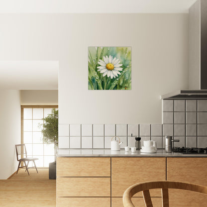 NATURMAEDEL CREATIV DESIGN - WANDBILD AUF  BIRKENHOLZ - AQUARELL „GAENSEBLUEMCHEN“ - HOME & LIVING  - KUECHE - HERZENSGESCHENKE -  Designed by Verena u. Janina Boehler, VerJa.ME - 1.23 - www.naturmaedel.shop - 